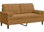 Vidaxl Divano A 2 Posti Con Cuscini Decorativi In Velluto Marrone 140 Cm