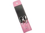 Set Manicure 4 Pezzi Solingen* Con Custodia In Vera Pelle, Forbici Per Unghie, Lima, Pinzette Magenta