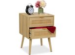 Comodino Relaxdays In Rattan 2 Cassetti