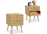 Comodino Relaxdays In Rattan 2 Cassetti