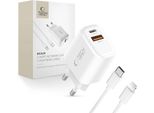 Tech-Protect Nca20 Pd 20W Qc3.0 Usb-A / Usb-C + Usb-C / Cavo Lightning 100Cm - Bianco