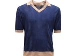 O2431 Polo Uomo Ballantyne Man Linen Knitted Polo Shirt Blue