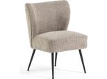 Poltrona Imbottita In Tessuto Bouclé Con Anima In Piuma E Gambe In Metallo Nero - Elegante, Moderna E Confortevole, Ideale Per Il Soggiorno, La Camera Da Letto O Lo Studio - Design Raffinato E Accogliente In Stile Vintage E Classico - Irene - Colori A Corda