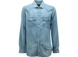 O3837 Camicia Uomo Mazzarelli Blu Slim Man Denim Shirt