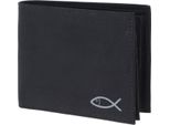 Oxmox Portafoglio New Cryptan Rfid Protect QuerscheinböRse Freedom Fish Print Grey Black Nero