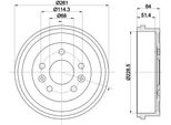 Hella 8DT 355 303-151 - Oe 8200835832 Tamburo Del Freno Per Duster