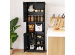 Costway Armadio Da Cucina Da 166 Cm, Mobile Buffet A 3 Ante E Ripiani, Mobile Da Cucina Alto Con Piano Di Lavoro, Mobile Contenitore, Nero