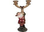 Clayre & Eef Portacandele Babbo Natale 17X10X28 Cm Plastica Color Oro