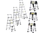 Jayseuw Scala Telescopica In Alluminio Leggera Antiscivolo 2,0M+2,3M Argento Scala Multifunzionale Scala Multiuso Scala Allungabile 15 Gradini Scala A Gradini In Alluminio Di Alta Qualità Portata 150KG