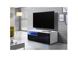 Tavolino Per Tv Kiera 1P - Larghezza 100 Cm, Bianco / Nero