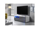 Tavolino Per Tv Kiera 1P - Larghezza 100 Cm, Bianco / Grigio