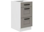 Mobile Da Cucina Con Cassetti Laili - Larghezza 40 Cm, Grigio Chiaro / Bianco
