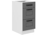 Mobile Da Cucina Con Cassetti Laili - Larghezza 40 Cm, Grigio / Bianco