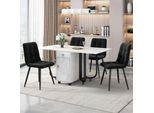 Set Da Pranzo Flieks Per 4 Persone, Tavolo Da Pranzo Con 4 Sedie Da Pranzo, Tavolo Da Pranzo Allungabile Tavolo Da Cucina Rettangolare, Set Da Tavolo Da Cucina In Velluto, Nero