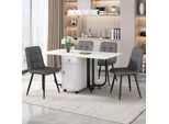 Set Da Pranzo Flieks Per 4 Persone, Tavolo Da Pranzo Con 4 Sedie Da Pranzo, Tavolo Da Pranzo Allungabile Tavolo Da Cucina Rettangolare, Set Da Tavolo Da Cucina Con Copertura In Lino, Grigio