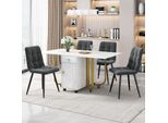 Set Da Pranzo Flieks Per 4 Persone, Tavolo Da Pranzo Con 4 Sedie, Tavolo Da Pranzo Allungabile Tavolo Da Cucina Rettangolare, Set Tavolo Da Cucina In Velluto, Grigio