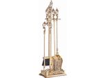 Casa Padrino Set Camino Barocco Con Supporto Oro H. 78 Cm - Accessori Per Caminetti