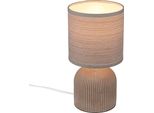 Briloner Ino, Lampada Da Tavolo, Paralume In Tessuto, Interruttore A Cavo, Base In Vetroceramica, Marrone, Ø15 X 28 Cm