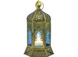 Orientale Decorativo Porta Tea Light Lanterna Vento Luce Labib Blu