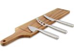 Tagliere Rettangolare In Legno Di Acacia Con 3 Coltelli Da Formaggio In Acciaio Inossidabile