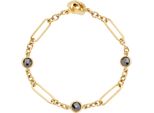 Armband Leonardo "Delica Clip&Mix", Schwarz (Gelbgoldfarben, Schwarz, Schwarz), ArmbäNder, Damen, 19Cm, Edelstahl, Armband, Mit Kristallglas