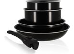 Set Di Pentole - Induzione - Menastyl - 6020437 - Alluminio Antiaderente - 5 Pezzi - Manico Estraibile - Nero