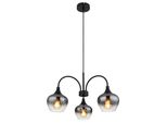 Globo Lighting HäNgeleuchte "Maxy", Schwarz, 3, Ø 15Cm H: 120Cm, 1 Stk., Leuchten, HäNgelampe/Pendelleuchte/Glas Rauchfarben/HöHe KüRzbar/Esstisch, HäNgeleuchte