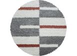 Carpetsale24 Tappeto Shaggy A Pelo Alto Design A Quadri Morbido Soffice E Accogliente Per Soggiorno Moderno, Dimensioni: 200 Cm Rotondo