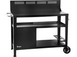 Bbq-Toro Carrello Per Barbecue 125 X 57 X 104 Cm, Nero, Tavolo Per Barbecue Con Frangivento, Carrello Per Barbecue Da Esterno