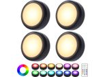 Batteria Di Illuminazione Del Gabinetto Principale, 4Pcs Rgb Led Spot Batteria Ricaricabile Con Telecomando, Sotto Il Gabinetto Luce Cucina Senza Fili Gabinetto Luce Dimmerabile Scale Vetrina Gabinetto