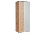 Armadio A Due Ante Reni - Larghezza 84 Cm, Grigio Perla / Rovere Artigianale