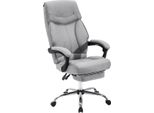 Happyment Sedia Ergonomica Per Ufficio - Con Rotelle - Per Adulti - Con Poggiapiedi - Grigio Chiaro - Regolabile In Altezza - Tessuto