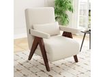 Merax Lounge Chair Poltrona Trasformabile Pieghevole 3 In 1 Con Funzione Sleep, Poltrona Letto Con Schienale Regolabile In 6 Posizioni, Noce