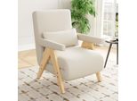 Merax Lounge Chair Poltrona Trasformabile Pieghevole 3 In 1 Con Funzione Letto, Poltrona Letto Con Schienale Regolabile In 6 Posizioni, Natura