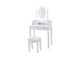 Tavolino Da Toilette Costway Con Sgabello, Specchio Girevole A 360°, 10 Lampadine Led Dimmerabili E Piano D'appoggio Rimovibile, Tavolino Da Toilette, Tavolino Cosmetico 75X40X146Cm Bianco