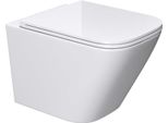 Doporro Wc Sospeso Sanitari Sospesi Filomuro In Ceramica Bianco 52X36X36 Cm Con Copriwc Soft Close Chiusura Ammortizzata E Sciacquone Profondo Wc Design Moderno Senza Bordi Aachen112