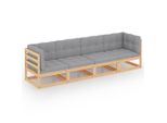 Vidaxl 4-Sitzer-Gartensofa Mit Kissen Kiefer Massivholz