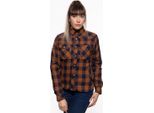 Queen Kerosin Speedway Adventure Damen Hemd, Marrone/Blau, 3XL