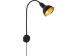 Lampada Da Letto Interruttore On/Off Flessibile E14 25 W Nero-Oro Metallo Briloner