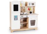 Costway Cucina Per Bambini In Legno, Cucina Da Gioco Per Bambini Con Luci E Suoni, Cucina Giocattolo Con Lavello, Forno A Microonde, Fornelli E Pentole Per 3-7 Anni 81X29X88.5Cm