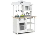 Costway Cucina Per Bambini In Legno, Cucina Da Gioco Per Bambini Con Accessori, Cucina Giocattolo In Legno Con Lavello, Forno A Microonde E Piano Cottura, Set Da Cucina Bianco