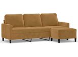 Vidaxl Divano A 3 Posti Con Poggiapiedi Marrone 180 Cm In Velluto