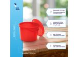 Secchio Benbow Con Coperchio 10L X10 Rosso - Sicuro Per Gli Alimenti, Robusto, Ermetico, A Prova Di Perdite, Inodore - Secchio In Plastica Con Manico - Vuoto