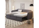 Divano Letto Flieks 90X190Cm/180X190Cm, Divano Letto Imbottito Con Letto Estraibile, Letto Singolo Per Ragazzi Con Rete A Doghe, Biancheria Da Giorno, Nero