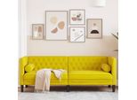Divano Chesterfield Con Imbottiture 3 Posti In Velluto Giallo