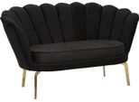Divano In Tessuto Nero Con Gambe Dorate 136X76X78 Cm
