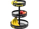 Eluno Zuppiera Rotonda A 3 Livelli / Cesto Per Il Pane, Fruttiera, Cesto Per La Frutta In Metallo Nero