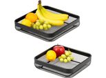 Cesto Di Frutta Eluno - Set Di 2 Cesti Per Il Pane, Fruttiera Quadrata, In Metallo Nero