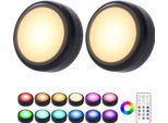 Batteria Di Illuminazione Del Gabinetto Principale, 2Pcs Rgb Led Spot Batteria Ricaricabile Con Telecomando, Sotto La Luce Del Gabinetto Cucina Senza Fili Gabinetto Luce Dimmerabile Scale Vetrina Gabinetto