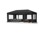 Tenda Da Festa Con Pareti Laterali - 300X600 Cm - Pieghevole - Nero - Tessuto Oxford 420D - Padiglione Easy-Up - Impermeabile E Resistente Alle Intemperie - Altezza Regolabile